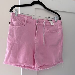 Judy Blue Mid Rise Cut Off Denim Shorts – Pink | Size L | NWT